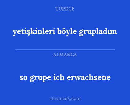 yetişkinleri böyle grupladım - so grupe ich erwachsene