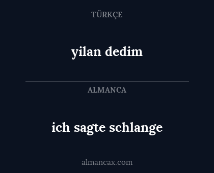 ich sagte schlange - yilan dedim