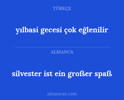 silvester ist ein großer spaß - yılbasi gecesi çok eğlenilir
