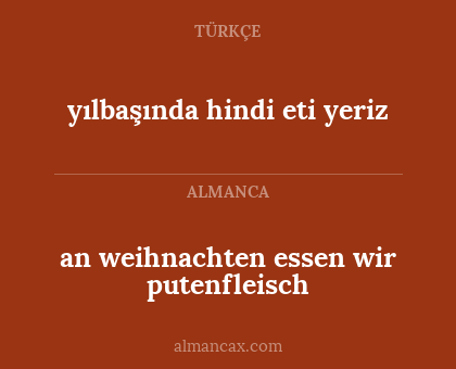 yılbaşında hindi eti yeriz - an weihnachten essen wir putenfleisch