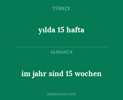 im jahr sind 15 wochen - yılda 15 hafta