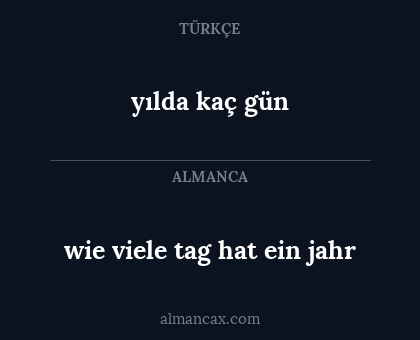 yılda kaç gün - wie viele tag hat ein jahr
