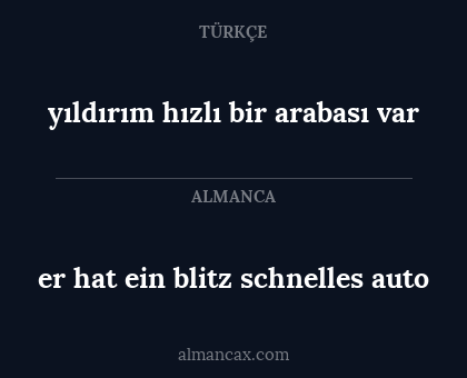 er hat ein blitz schnelles auto - yıldırım hızlı bir arabası var