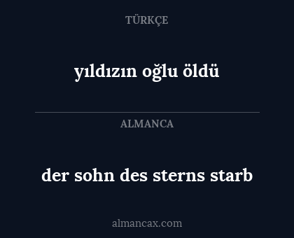 der sohn des sterns starb - yıldızın oğlu öldü