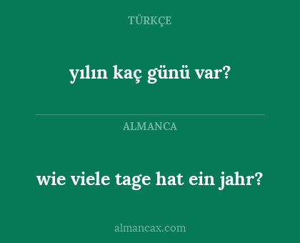 wie viele tage hat ein jahr? - yılın kaç günü var?