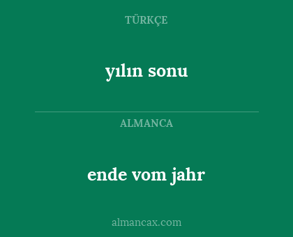 ende vom jahr - yılın sonu