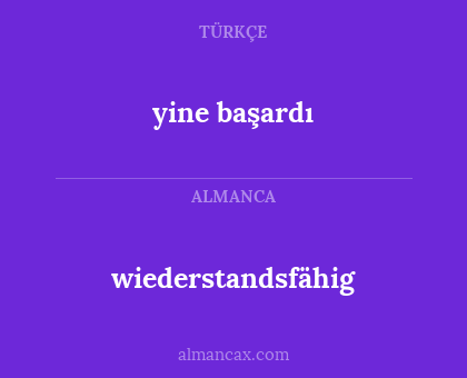 wiederstandsfähig - yine başardı