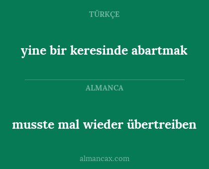 yine bir keresinde abartmak - musste mal wieder übertreiben