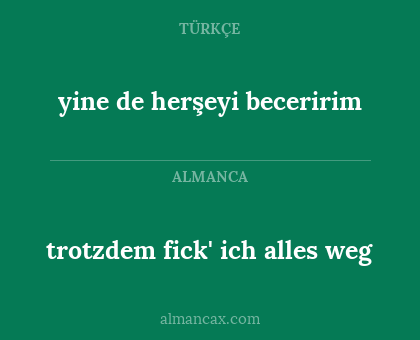 yine de herşeyi beceririm - trotzdem fick' ich alles weg