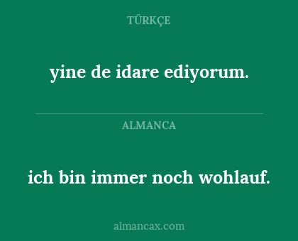 ich bin immer noch wohlauf. - yine de idare ediyorum.