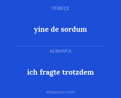 yine de sordum - ich fragte trotzdem