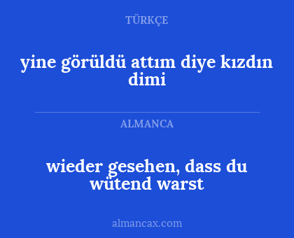 yine görüldü attım diye kızdın dimi - wieder gesehen, dass du wütend warst