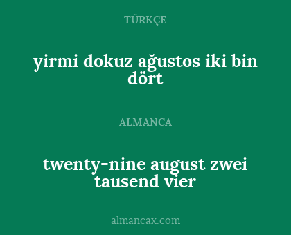 twenty-nine august zwei tausend vier - yirmi dokuz ağustos iki bin dört