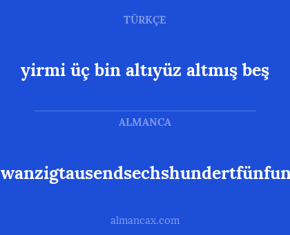 yirmi üç bin altıyüz altmış beş - dreiundzwanzigtausendsechshundertfünfundsechzig