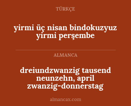 yirmi üç nisan bindokuzyuz yirmi perşembe - dreiundzwanzig tausend neunzehn, april zwanzig-donnerstag