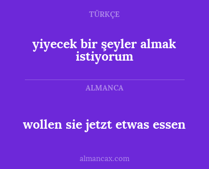 wollen sie jetzt etwas essen - yiyecek bir şeyler almak istiyorum