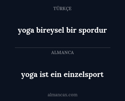 yoga ist ein einzelsport - yoga bireysel bir spordur