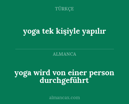 yoga wird von einer person durchgeführt - yoga tek kişiyle yapılır