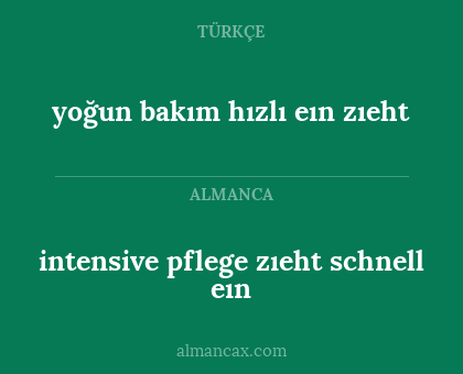 intensive pflege zıeht schnell eın - yoğun bakım hızlı eın zıeht