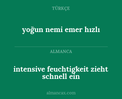intensive feuchtigkeit zieht schnell ein - yoğun nemi emer hızlı