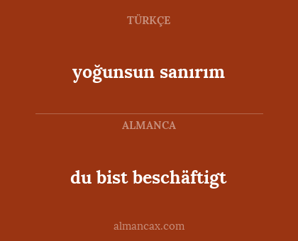 du bist beschäftigt - yoğunsun sanırım