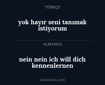 nein nein ich will dich kennenlernen - yok hayır seni tanımak istiyorum