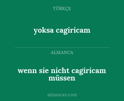 yoksa cagiricam - wenn sie nicht cagiricam müssen