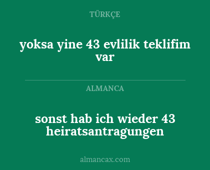 sonst hab ich wieder 43 heiratsantragungen - yoksa yine 43 evlilik teklifim var