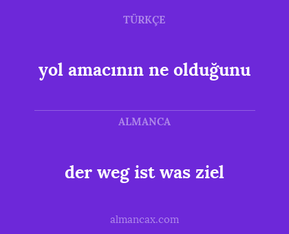 der weg ist was ziel - yol amacının ne olduğunu