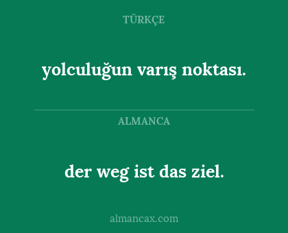 der weg ist das ziel. - yolculuğun varış noktası.