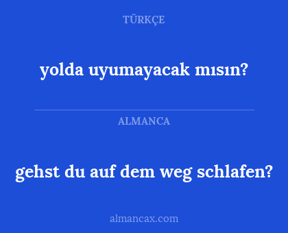 yolda uyumayacak mısın? - gehst du auf dem weg schlafen?