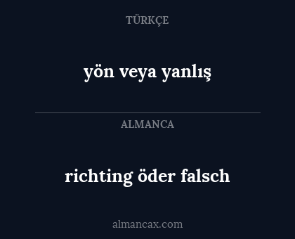 richting öder falsch - yön veya yanlış