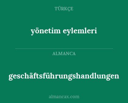 geschäftsführungshandlungen - yönetim eylemleri