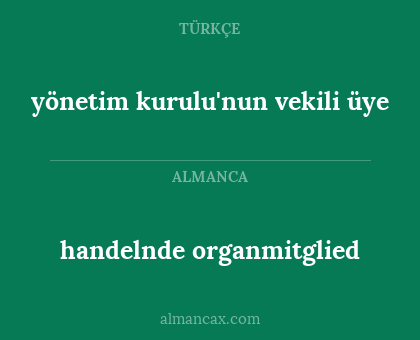 handelnde organmitglied - yönetim kurulu'nun vekili üye