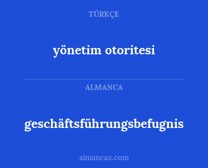 geschäftsführungsbefugnis - yönetim otoritesi