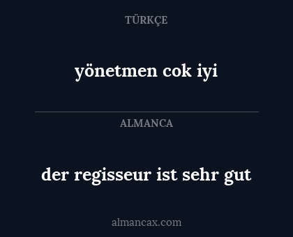 yönetmen cok iyi - der regisseur ist sehr gut