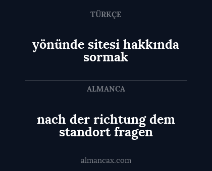 nach der richtung dem standort fragen - yönünde sitesi hakkında sormak