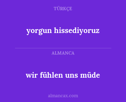 wir fühlen uns müde - yorgun hissediyoruz