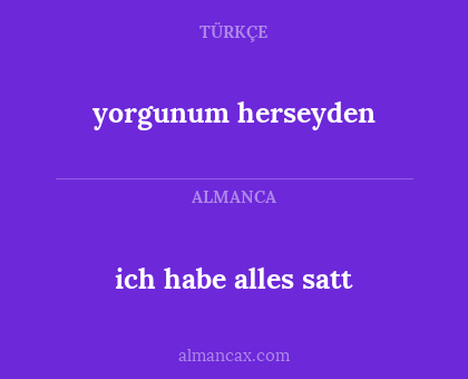 yorgunum herseyden - ich habe alles satt