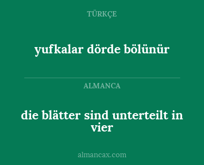 die blätter sind unterteilt in vier - yufkalar dörde bölünür