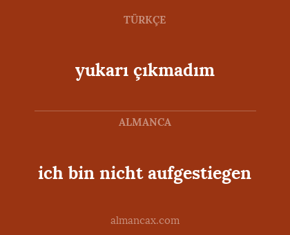 yukarı çıkmadım - ich bin nicht aufgestiegen