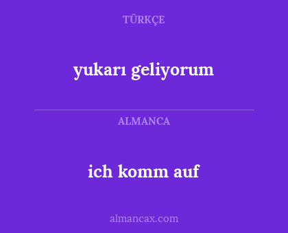 ich komm auf - yukarı geliyorum