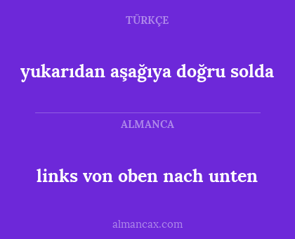 links von oben nach unten - yukarıdan aşağıya doğru solda