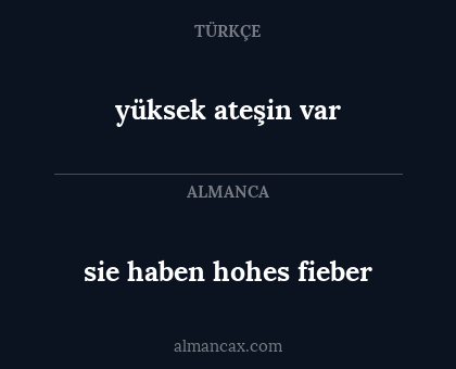 yüksek ateşin var - sie haben hohes fieber
