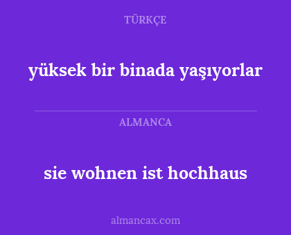 sie wohnen ist hochhaus - yüksek bir binada yaşıyorlar