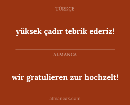 wir gratulieren zur hochzelt! - yüksek çadır tebrik ederiz!