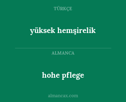 yüksek hemşirelik - hohe pflege