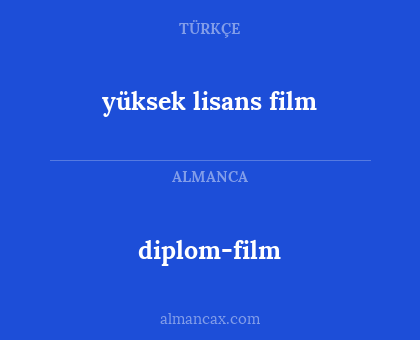 diplom-film - yüksek lisans film