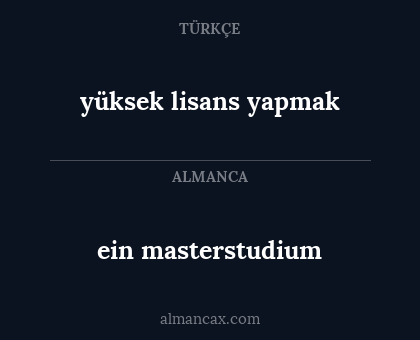 ein masterstudium - yüksek lisans yapmak