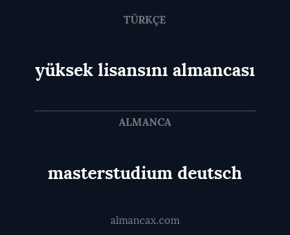 masterstudium deutsch - yüksek lisansını almancası